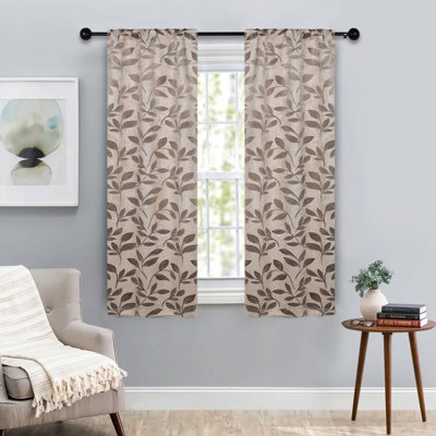 Finklea Floral Pattern Polyester Light Filtering/Room Darkening Rod Pocket Curtain Panels
