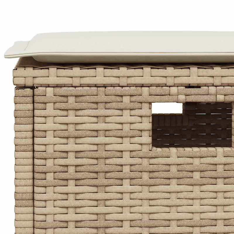 Ensemble repas de patio 5 pièces avec coussins en rotin de polyester, Blanc, Beige