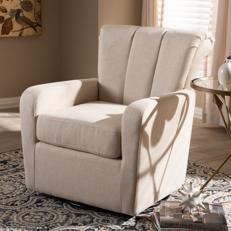 Fauteuil pivotant en polyester de 29,13 po de large Kaizlee, 100 % polyester beige