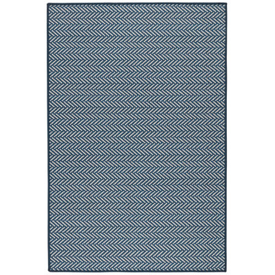 Herringbone Navy Machine Printed Washable Rug