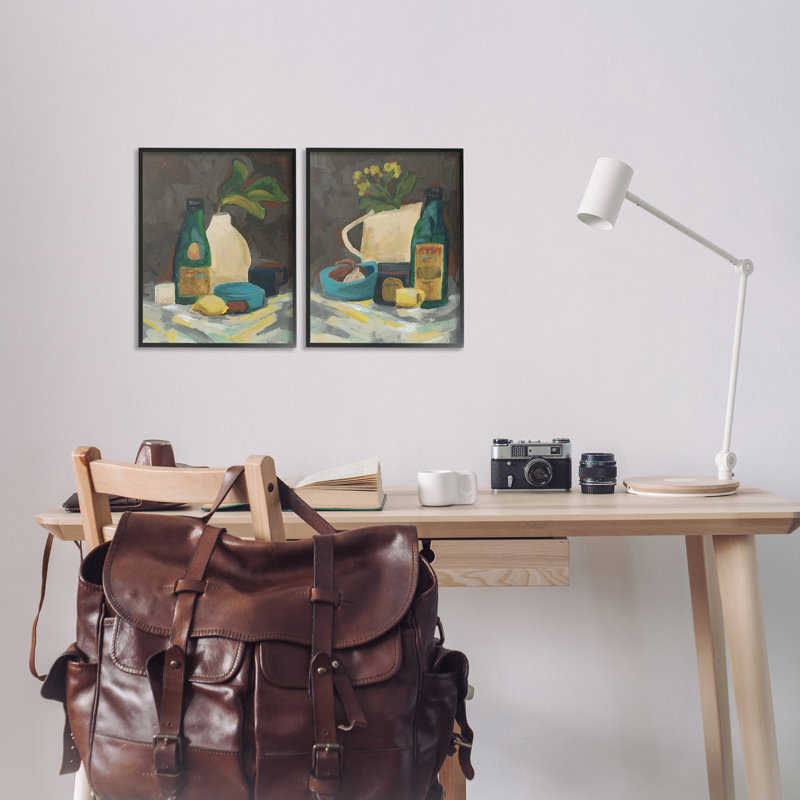  «Mixed Sundries Still Life 2 PC», ensemble de giclées par June Erica Vess, H 14 po x l 11 po, Giclée encadrée noir minuit