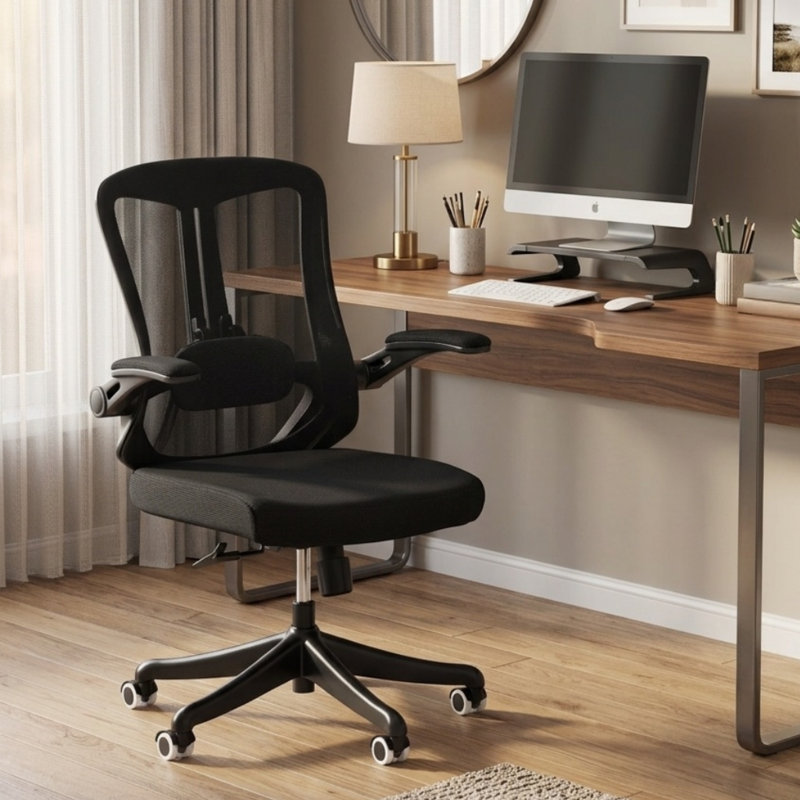 Fauteuil de bureau ergonomique Norberta Home, Noir, Noir