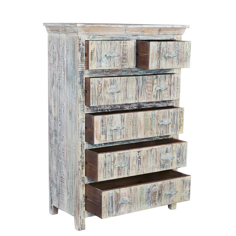 Commode sculptée brune Eggleton Terri, Blanc cassé