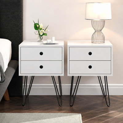 Pair of Irmtraud Premium 2 Drawer Bedside Tables - Set of 2 Stylish Pair of Nightstands