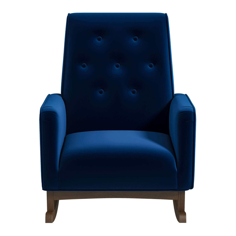 Demetrius Solid Wood Rocking Chair, Blue