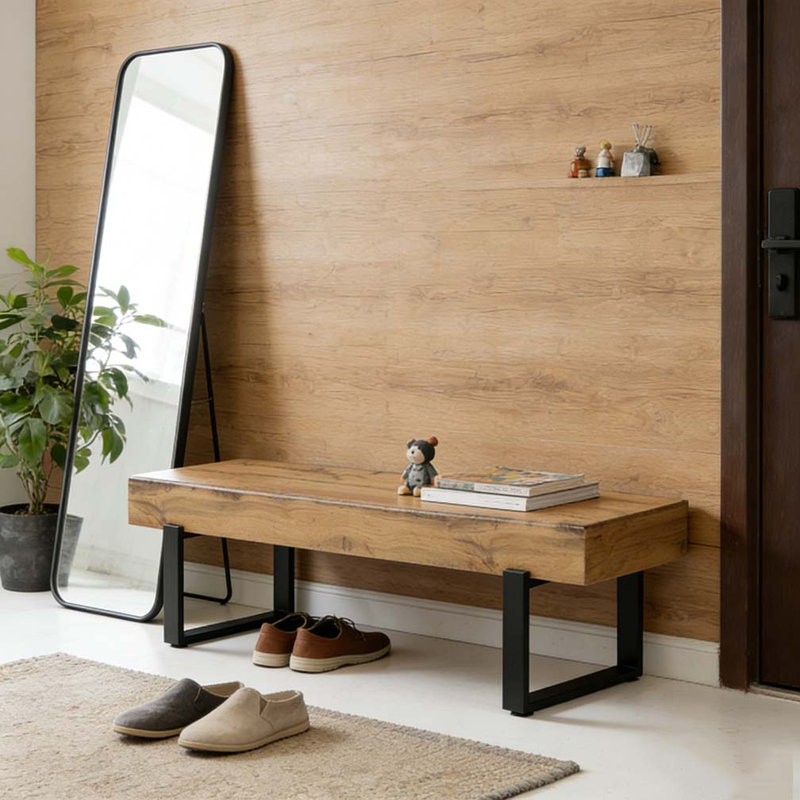 59" Dining Bench, Natural Wood Wash