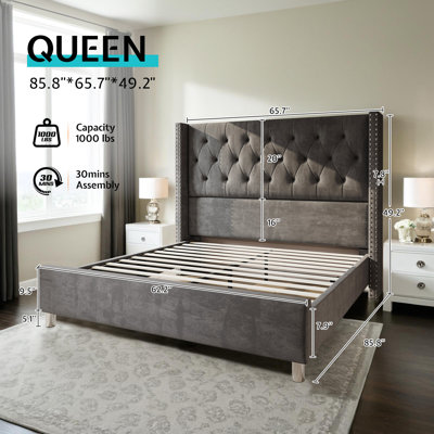 Duluth Upholstered Wingback Bed