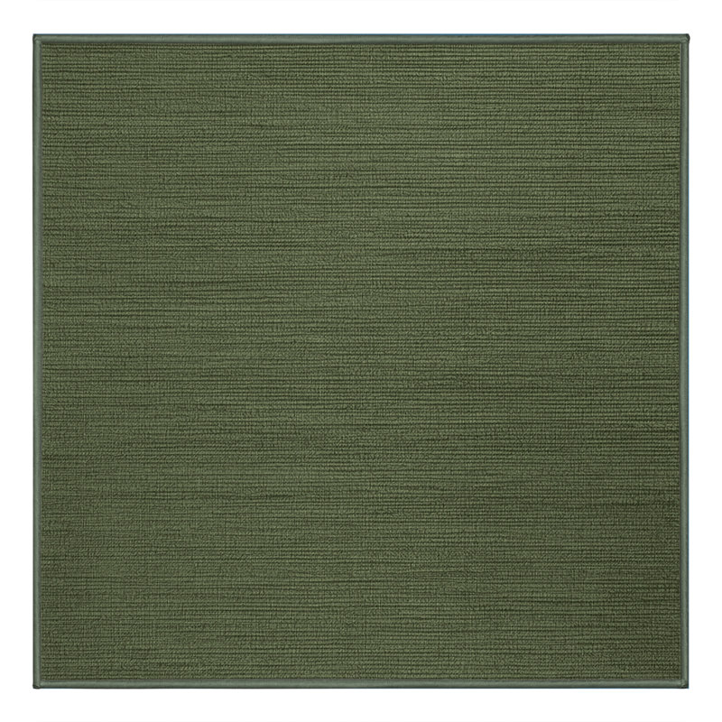 Machine Washable Solid Green Area Rug, Square 5'