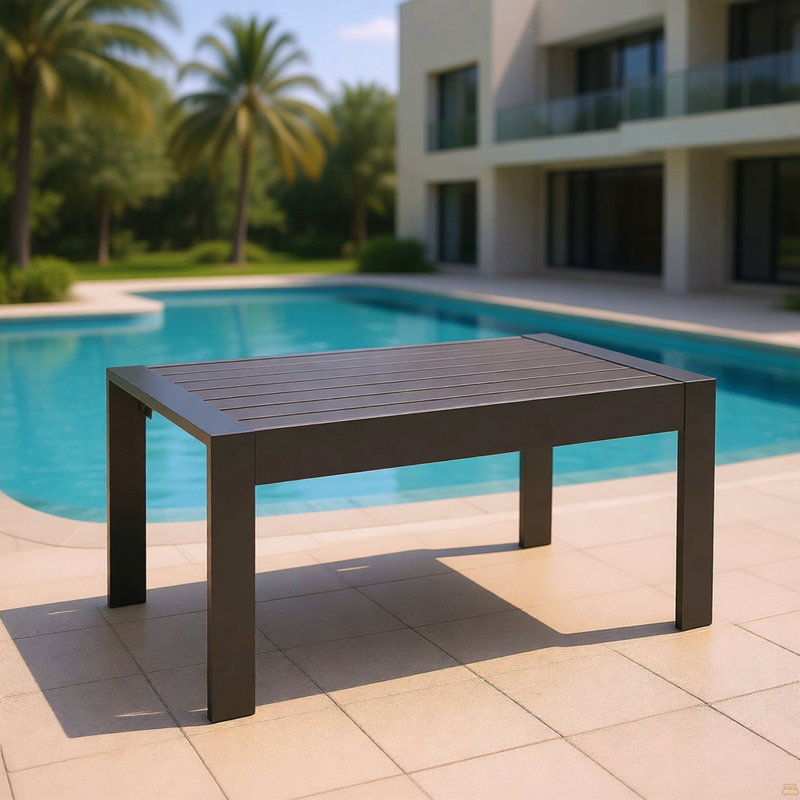 Table basse d'extérieur 43 po en aluminium toutes saisons, Gris