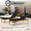 Coussin de chaise longue triple imperméable avec housse amovible et attaches réglables pour meubles de patio, noir
