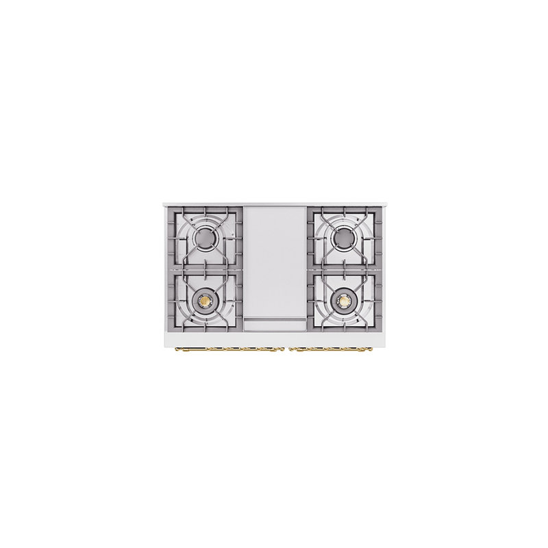 Cuisinière à double combustible de 40 po avec 6 brûleurs scellés et plaque chauffante ILVE Nostalgie II Series (porte pleine)