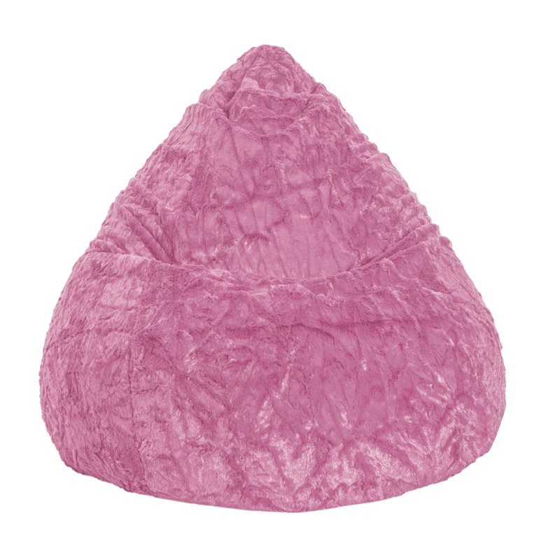 Fauteuil à billes et chaise longue Fluffy, Polyester rose en fausse fourrure