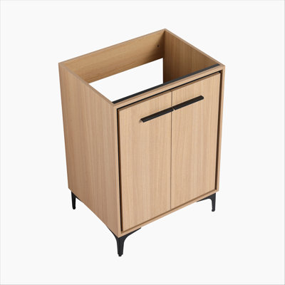 Armoire de rangement de salle de bain avec portes à fermeture douce, meuble-lavabo simple