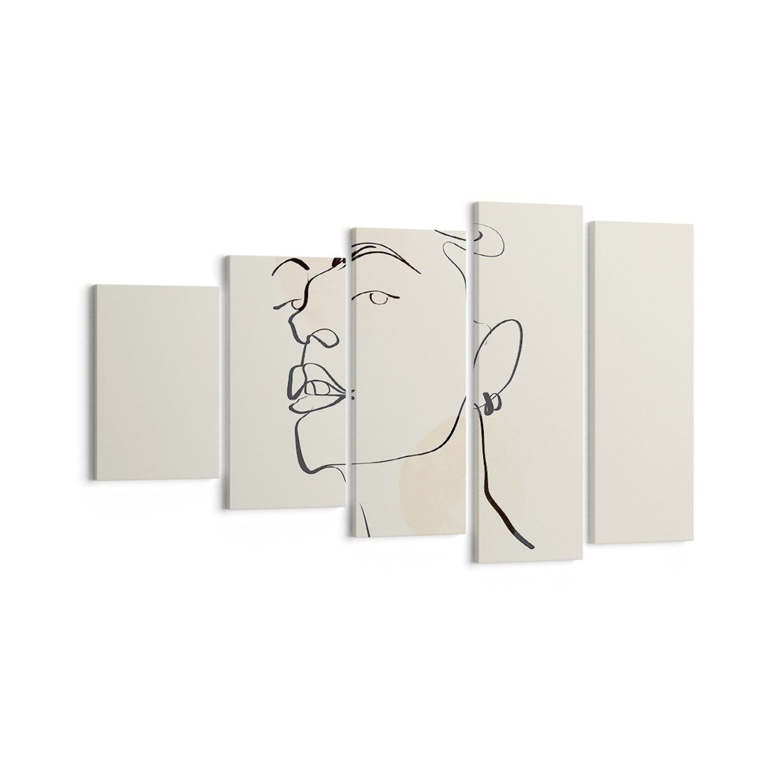 5-tlg. Leinwandbilder-Set Minimalism Portrait Line