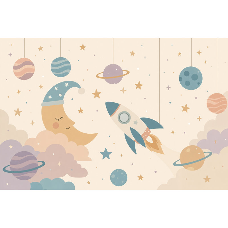 Décoration murale chambre d'enfant amovible Crescent Moon, 200"x120", Non tissé