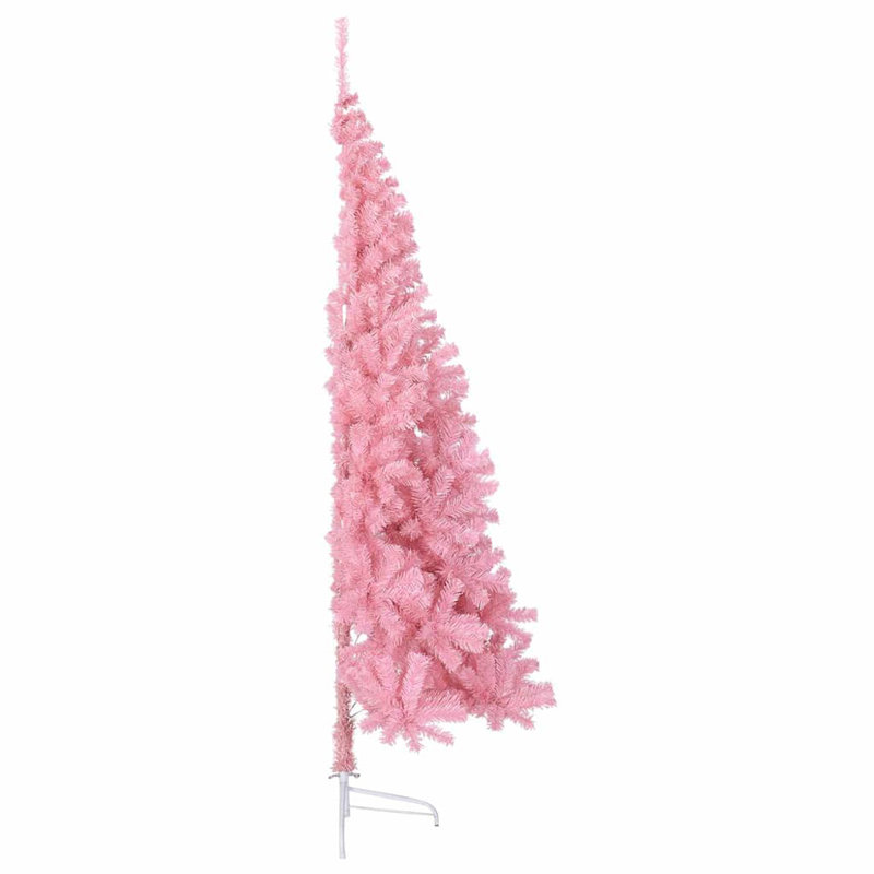 5.91' H Lighted Artificial Christmas Tree, Pink, 180 cm, with 120 Gold Balls
