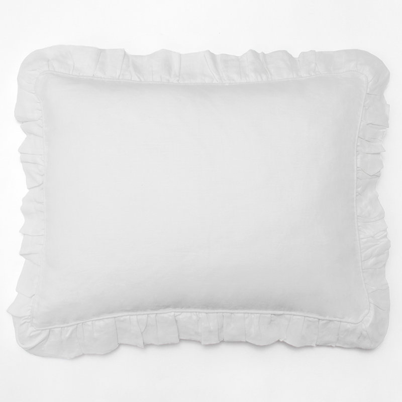 Taie décorative en mélange de lin Banji - Standard, Standard, Blanc