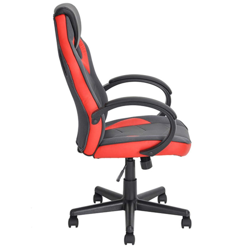 Symple Stuff Reclining Faux Leather Swiveling Game Chair, Red/Black, Red/Black