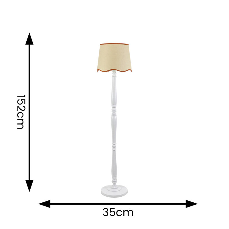 Brechin 152cm Traditional Floor Lamp, White, Natural/Red, No