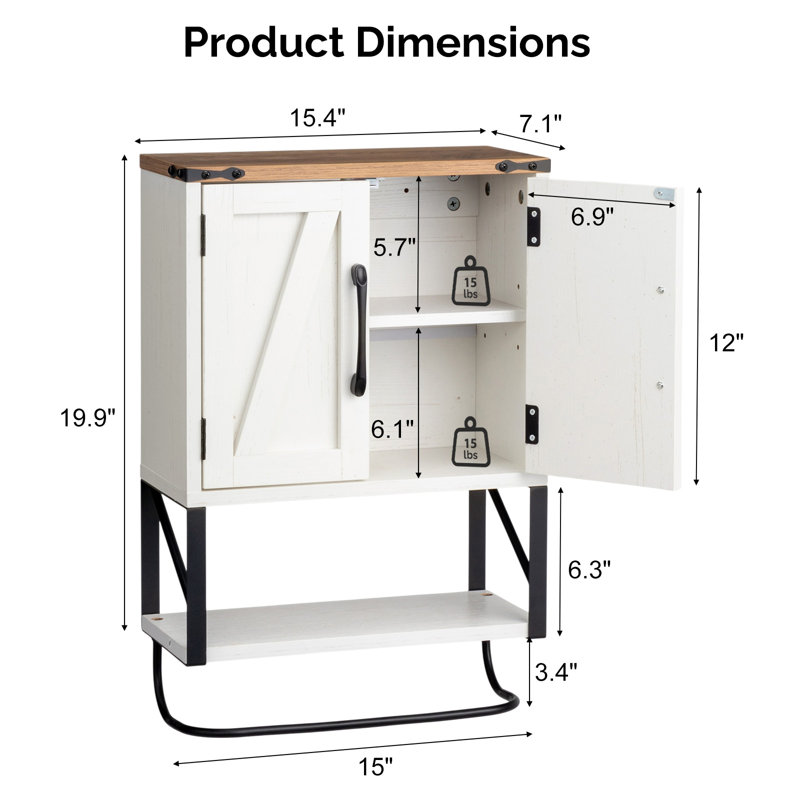 Barn Door Bathroom Cabinet Wall Mounted With Towel Bar