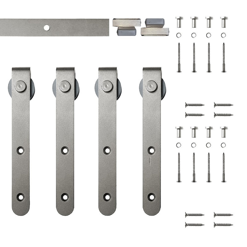 Satin Nickel Double Barn Door Hardware Kit with 60-inch Track