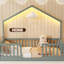 Lit simple à plancher surélevé, lit Montessori en bois avec lumière pour enfants, garçons et filles, gris-1187395701