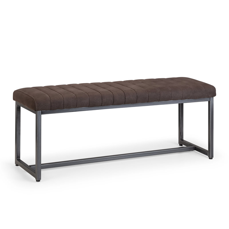 Armor Faux Leather Upholstered Bench, Grey
