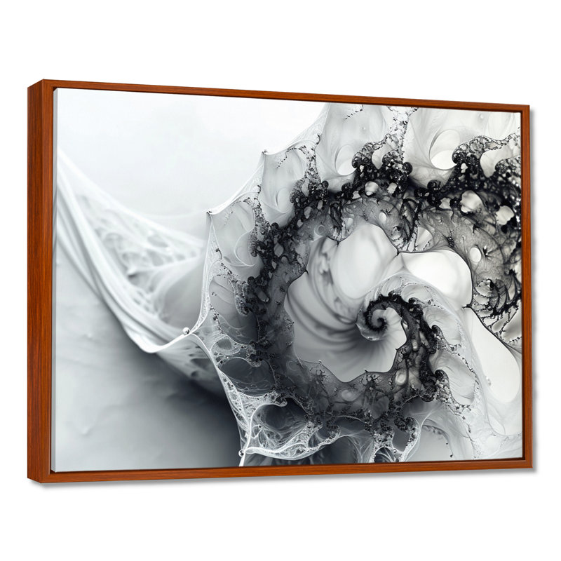 Fractale spirale noire et blanche, Brown Floater Framed Canvas, 24" H x 32" W x 1" D