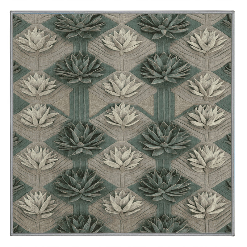 Machine Washable Nature Brown Area Rug, Square 6'