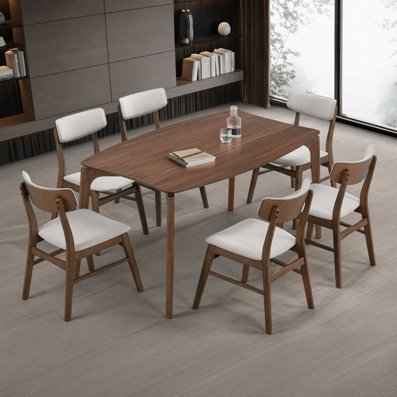 29.5" H 5-Piece Wood Dining Table Set, Brown, 4