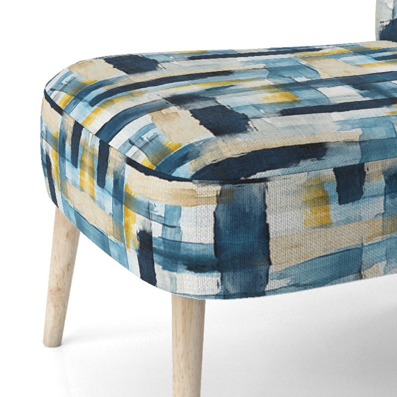Chaise d'appoint rembourrée de style campagnard à rayures bleues et artistique