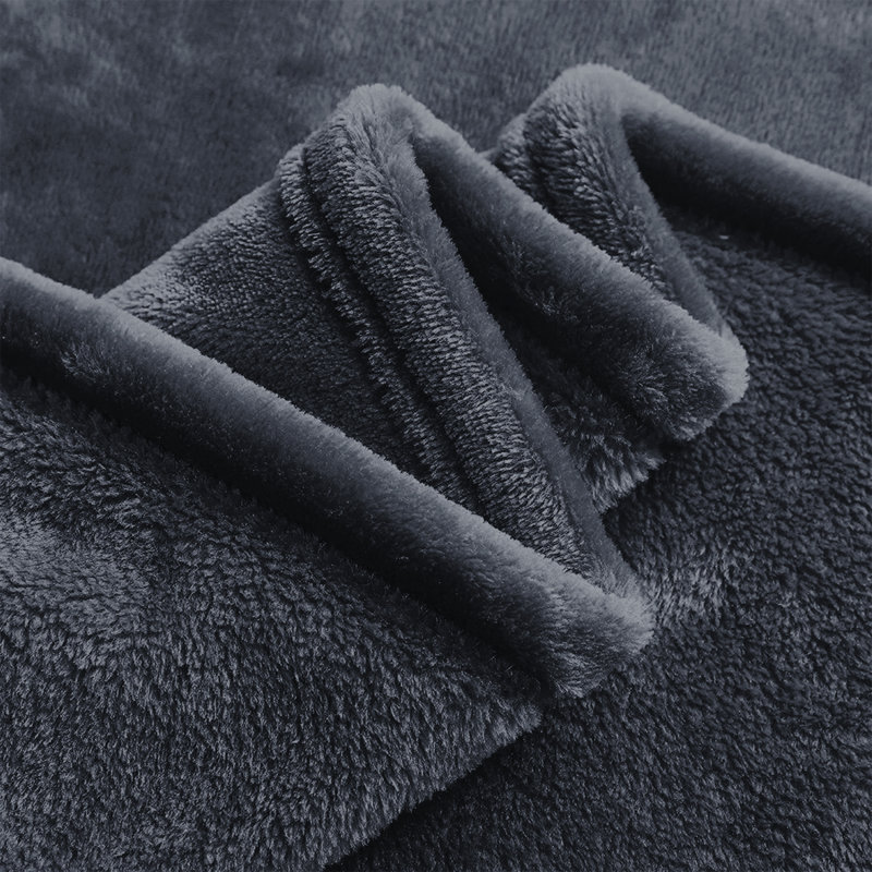Faux Fur Reversible Fleece Throw Blanket – Soft & Cozy, Grey, Super King (6')