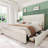 King Size Upholstered Platform Bed Frame with Storage Drawers, Corduroy Wingback with Tufted Headboard and Footboard, No Box Spring Needed, Easy Assembly, Cream White-123414008