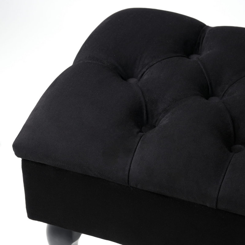 Huges Velvet Upholstered Storage Bench, H44 x W100 x D30cm, Black
