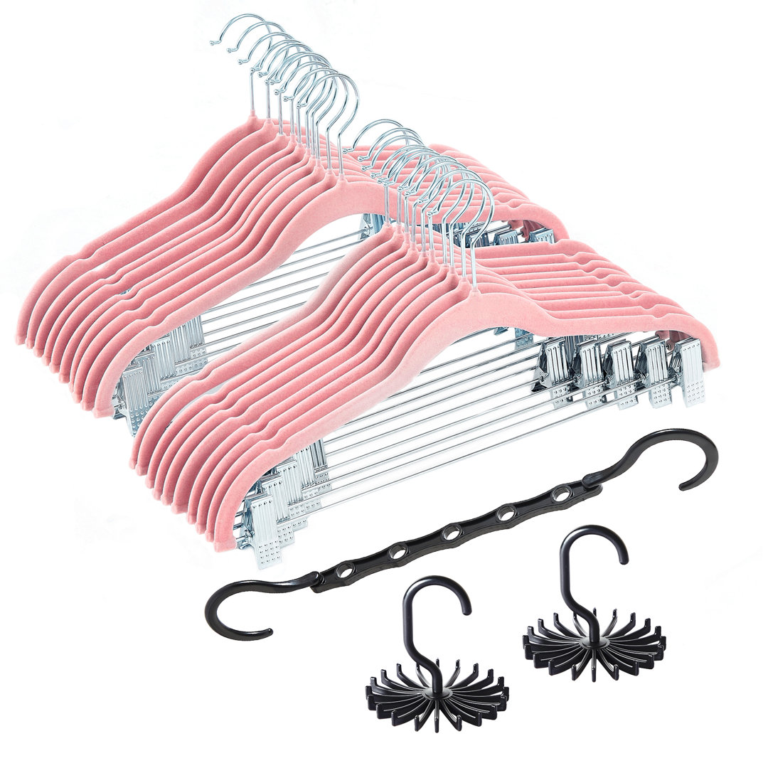 Mandisha Velvet Non-Slip Hangers With Clips for Skirt/Pants (Set of 20) Rebrilliant