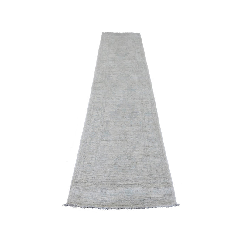 Tapis de couloir gris en laine noué à la main 2 pi 7 po x 11 pi 7 po Angora 506F889AB3E242418877313837CF50EF