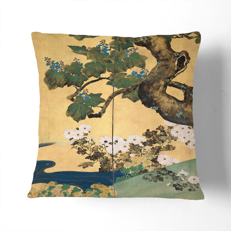 Floral Square Throw Cushion, 40cm H x 40cm W x 15cm D