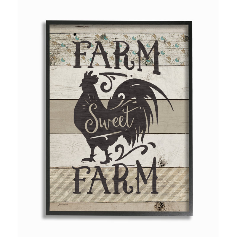 « farm prerustique coq », impression, H 14 po x l 11 po, Giclée encadrée noir minuit