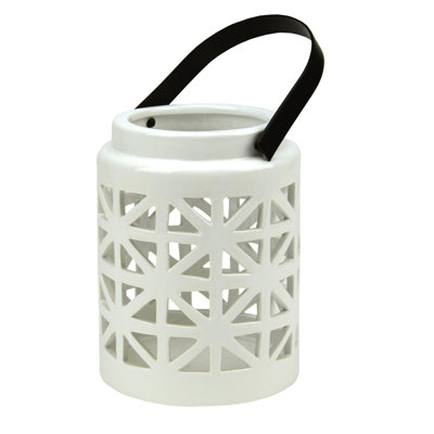 Lanterne porte-bougie en céramique blanche 10 "Seaside Treasures