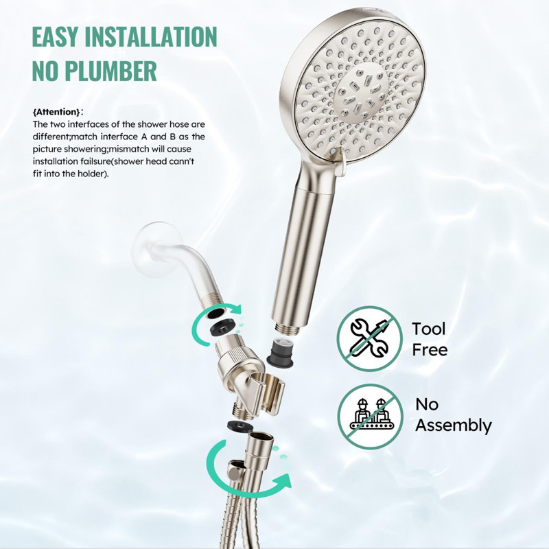 Filtered Handheld Shower Head with 9-Spray High Pressure, Detachable Design, and Hard Water Filter – Removes Chlorine & Heavy Metals