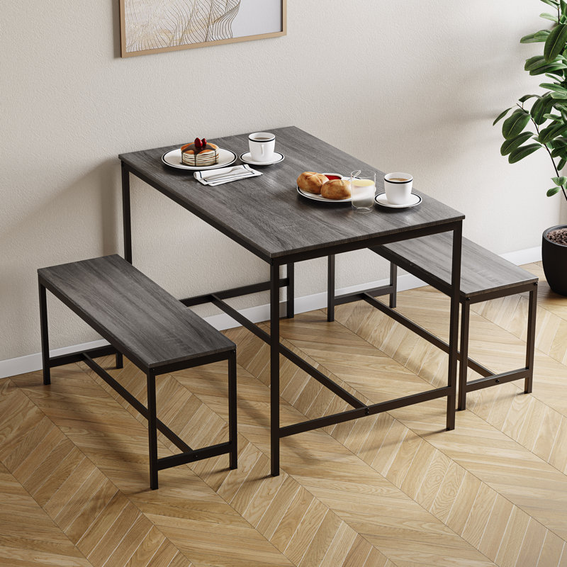 Abneer 4 - Person Dining Set, Grey, Grey, Black