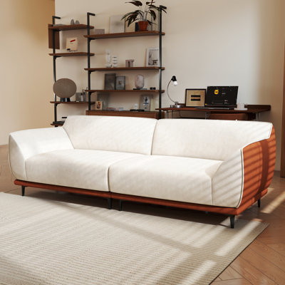 Modern 3-Seater Sofa, Upholstered Boucle Fabric Couch with Contrasting Color Design for Living Room