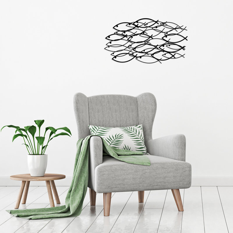 Decorative Metal Wall Accessory, Black Finish, 27.6 x 13.8 inches | 100% Metal Construction, Thickness: 0.06 inches | Easy Wall Mounting with Back Hook | Stylish Home Décor for Living Room, Office & More