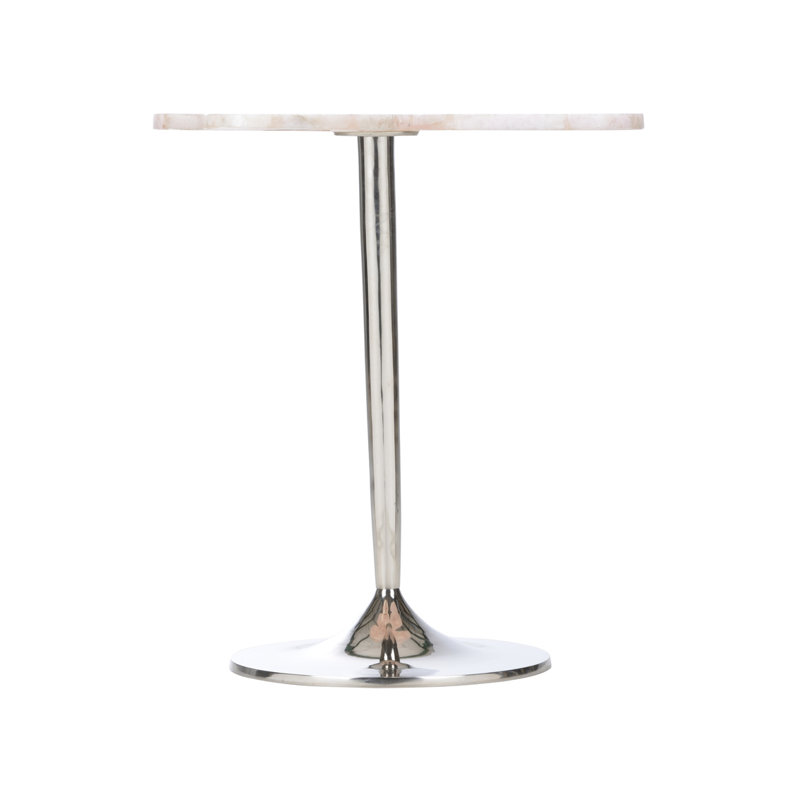 Petal Stone End Table, Petrified Wood, Silver