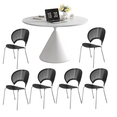 Table de salle à manger moderne en pierre frittée blanc crème
