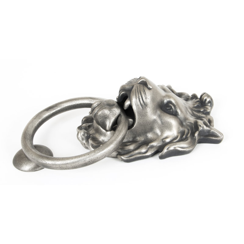 Lion's Head Door Knocker, Antique Pewter