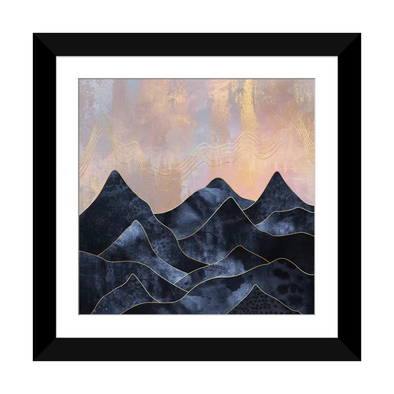 « mountainscape », impression sur toile, Papier avec cadre noir, Blanc, H 24 po x l 24 po x P 1 po