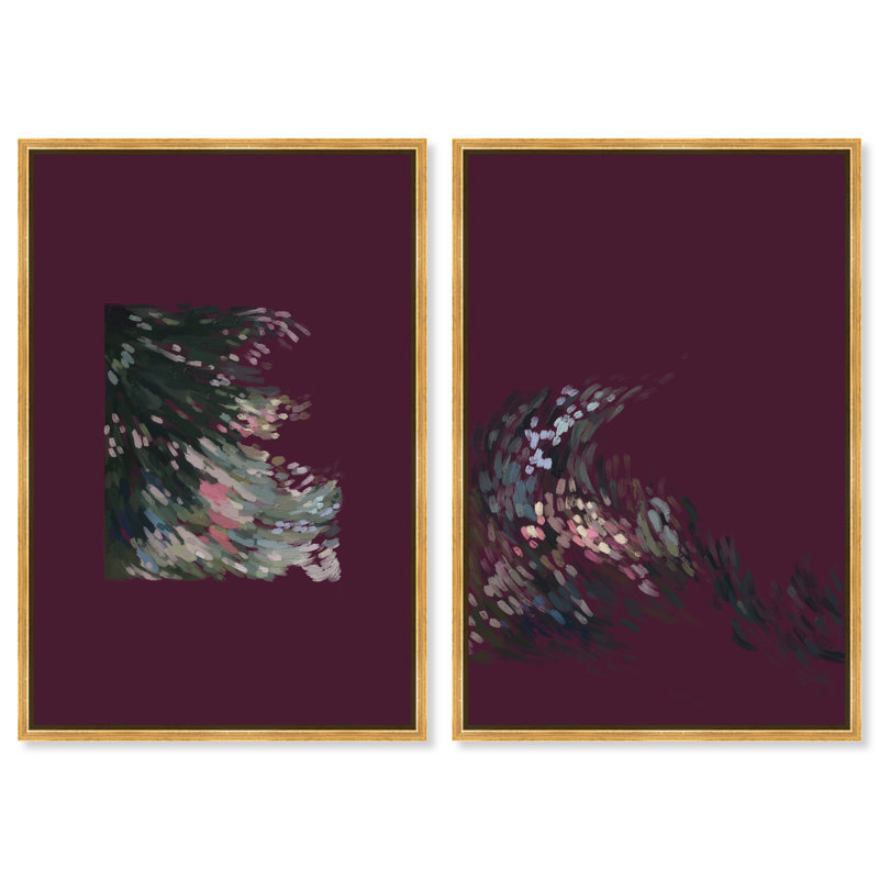 Delicate Spring Set Abstract Canvas Print by Oliver Gal, Black Frame, 10 x 15, 17"H x 25"W, Gold Floater Frame
