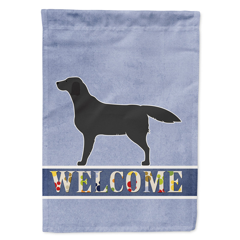 Polyester 2 côtés 40 x 28 po welcome drapeau maison, Labrador noir debout