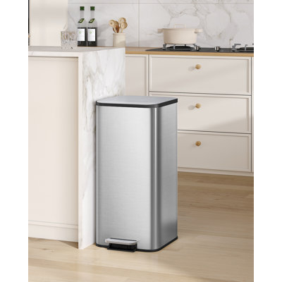 Kitchen Bin 40L, Kitchen Pedal bin with Soft-Close Lid, Removable Inner Buckets, Recycling Bins with 15 Trash Bags 
